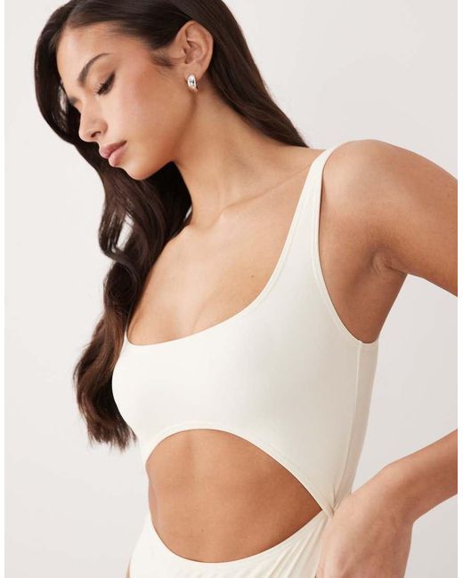 South Beach White Essential Cut Out Swimsuit