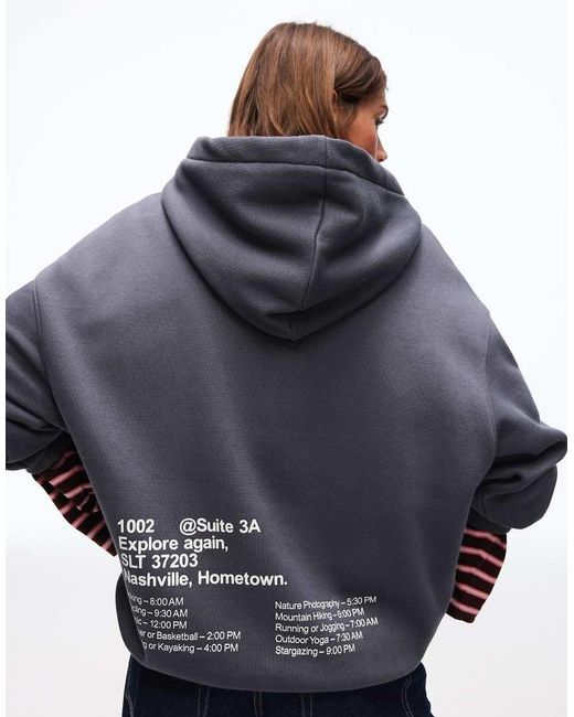 Bershka Gray Printed Hoodie
