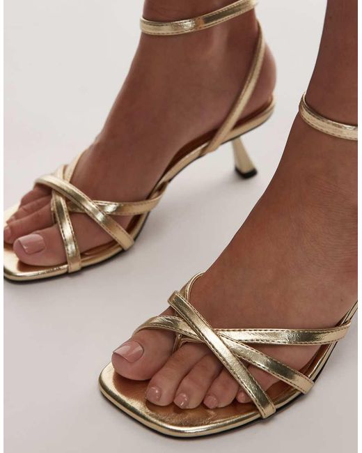 TOPSHOP Metallic Iris Slanted Heel Sandals