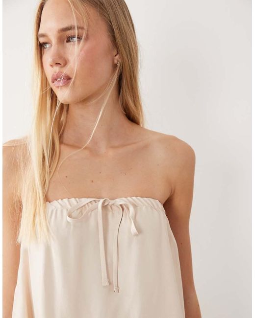 ASOS Natural Satin Ruched Bandeau Top