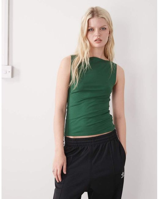 Weekday Green Annie Soft Boatneck Sleeveless Top