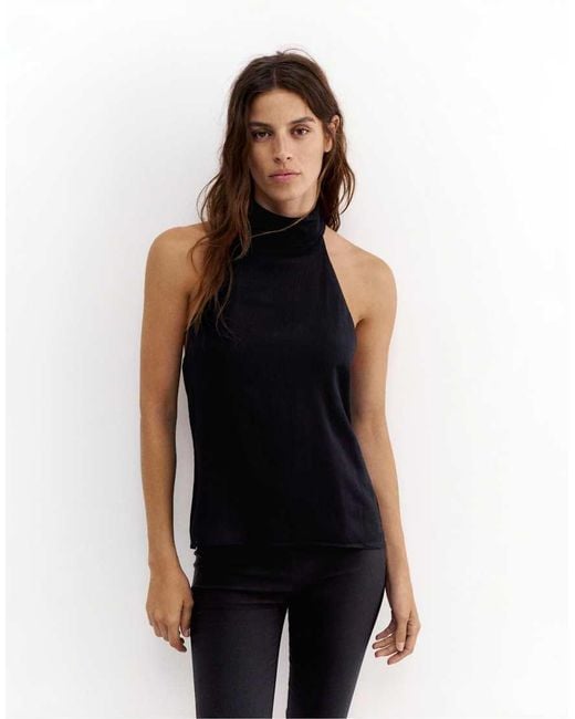 Pull&Bear Blue Flowing Halter Top