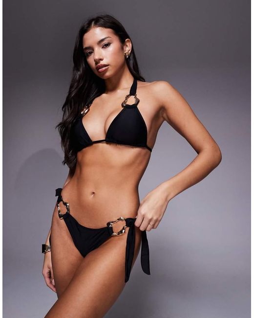 Moda Minx Brown Amore Tieside Bikini Bottom With Molten Hardware Detail