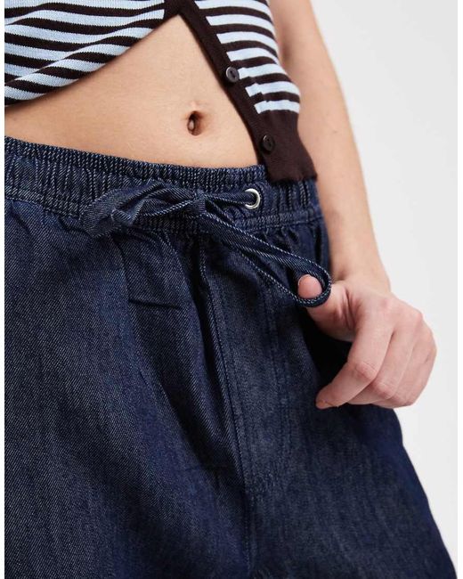 New Look Blue Wide Leg Chambray Denim Trousers