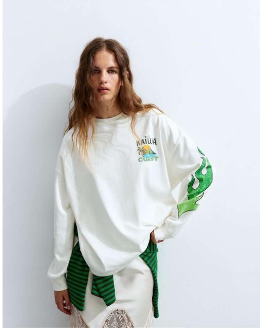 Pull&Bear Green Kailua Graphic T-shirt