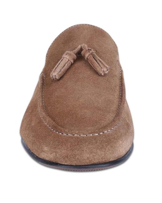 OFF THE HOOK Brown Emerson Suede Leather Tassel Loafers for men