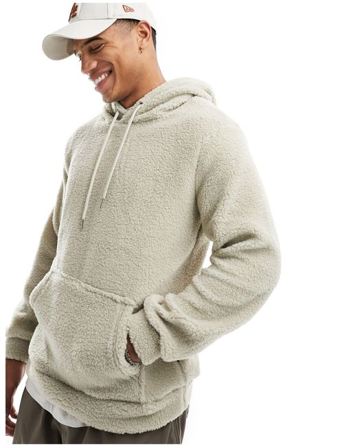 Only & Sons Natural Teddy Borg Hoodie for men