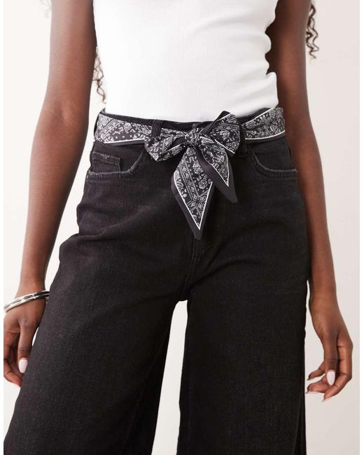 Jdy White Scarf Detail Wide Leg Jeans