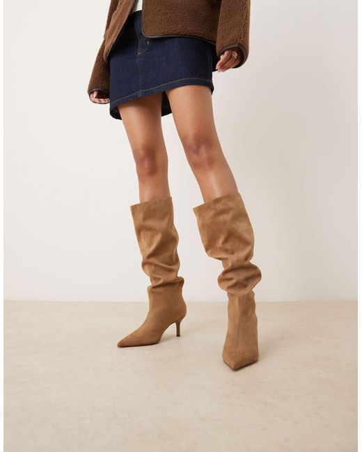 ASOS Black Cydney Slouch Pull On Knee Boots