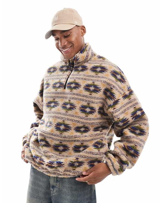 Jack & Jones Sweatshirt Van Zware Borg Met Print En Korte Rits in het Gray voor heren