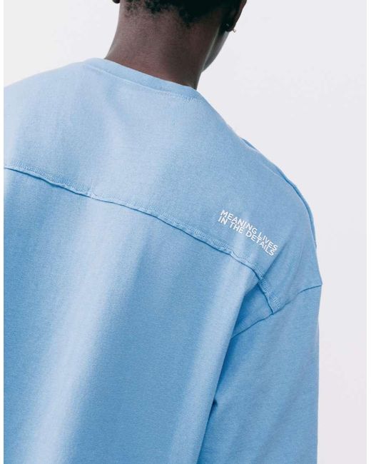 Pull&Bear Ruimvallend Overlock T-Shirt in het Blue voor heren
