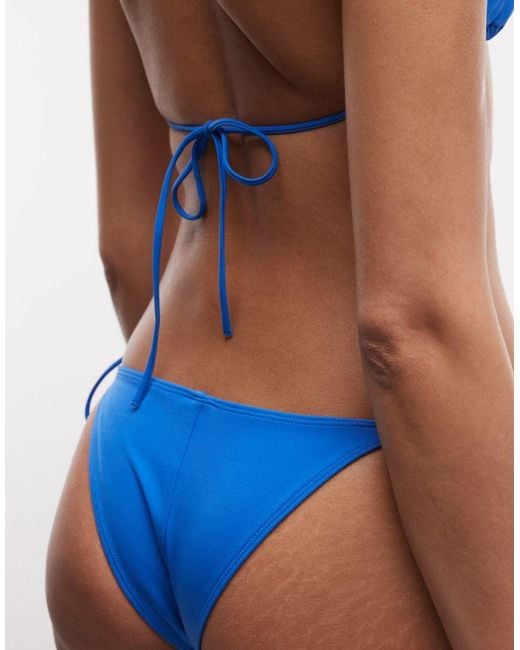 Weekday Blue Side Tie Bikini Bottom With Charm Detail