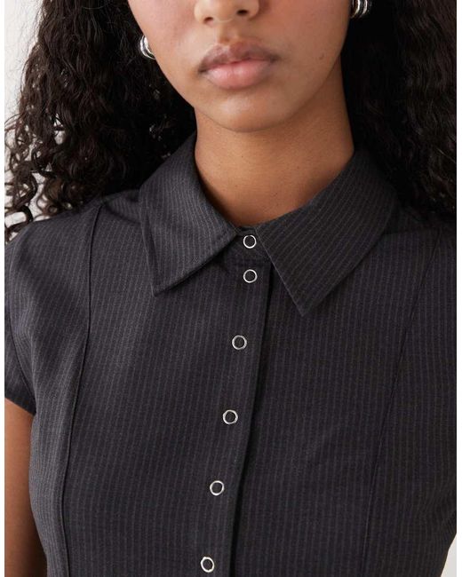 Weekday Black Button Through Shirt Top