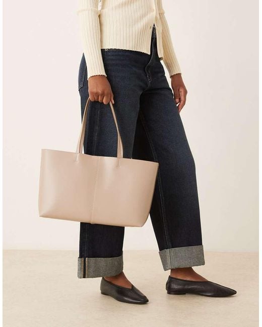 Borsa Da Spalla Rettangolare di Mango in Natural