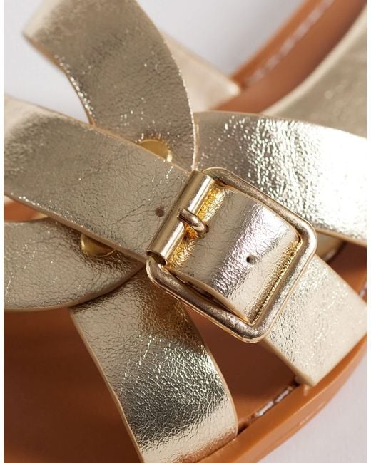 ASOS Metallic Feature Interlocking Flat Sandals