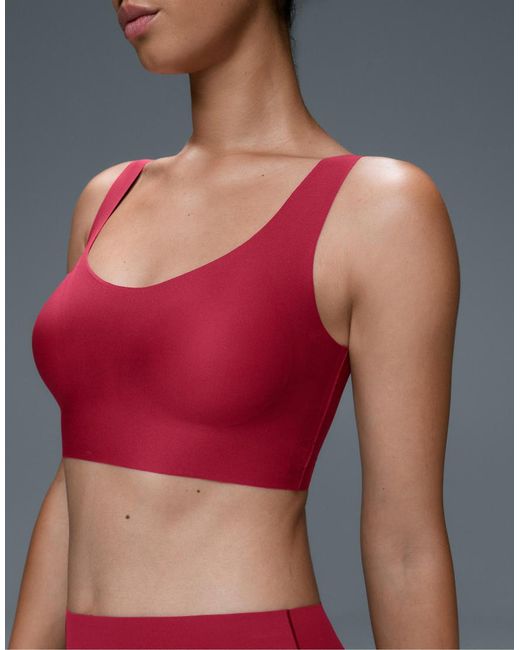 Oysho Red Perfect-Adapt Medium-Support Sports Bra With Cups