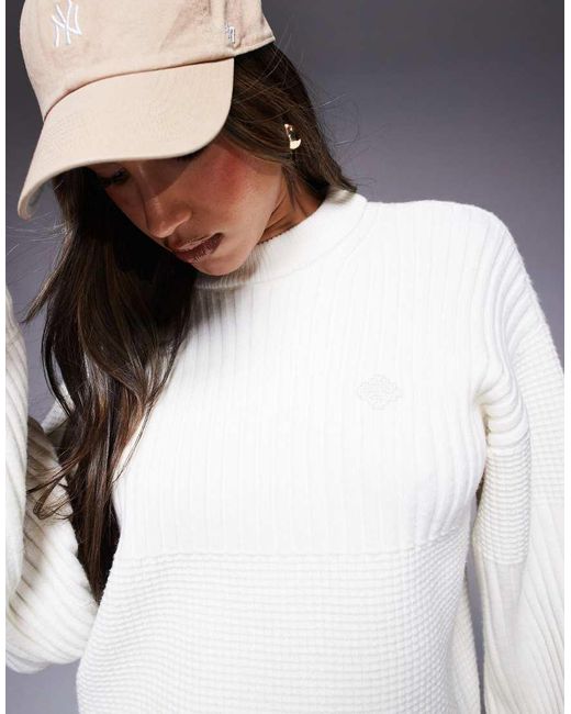 The Couture Club Gray Oversized Mixed Knitted Jumper