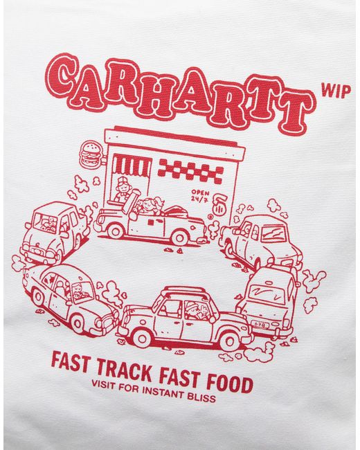 Borsa shopping bianca con grafica di fast food di Carhartt in Gray