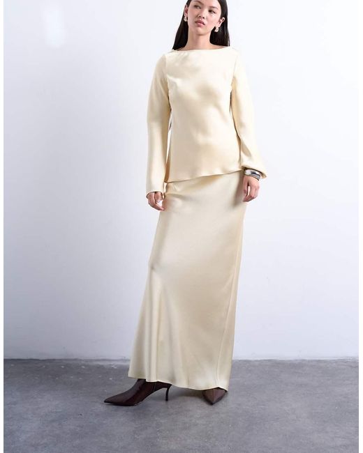 TOPSHOP White Flood Length Maxi Bias Skirt