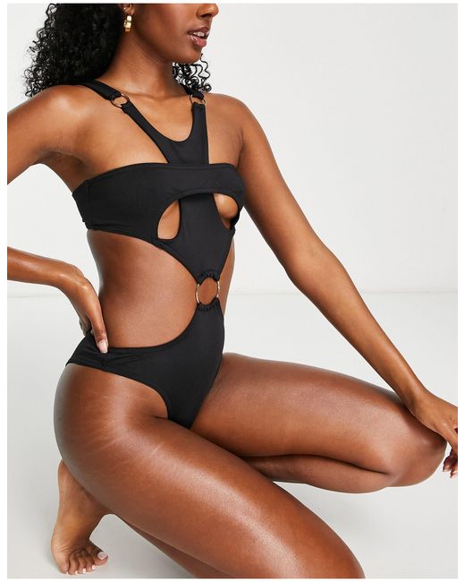 SIMMI Brown Simmi Strappy Ring Detail Cut Out Swimsuit