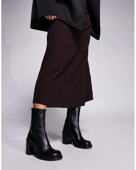 ASOS Black Remy Premium Leather Heeled Ankle Boots