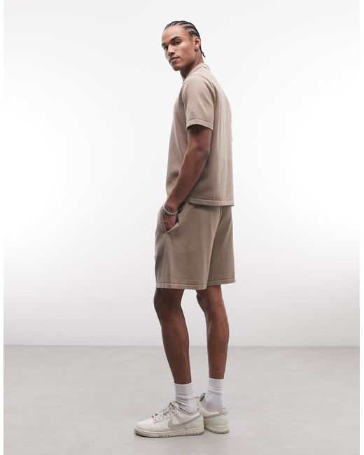 ASOS Natural Relaxed Knitted Co-ord Shorts for men