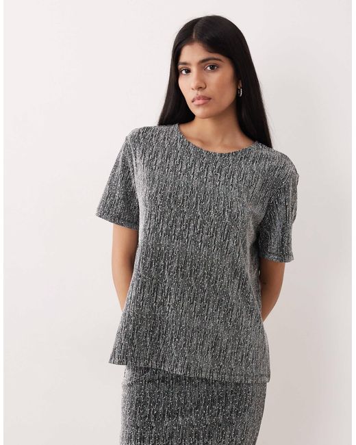 Vila Gray Glitter T-shirt Co-ord