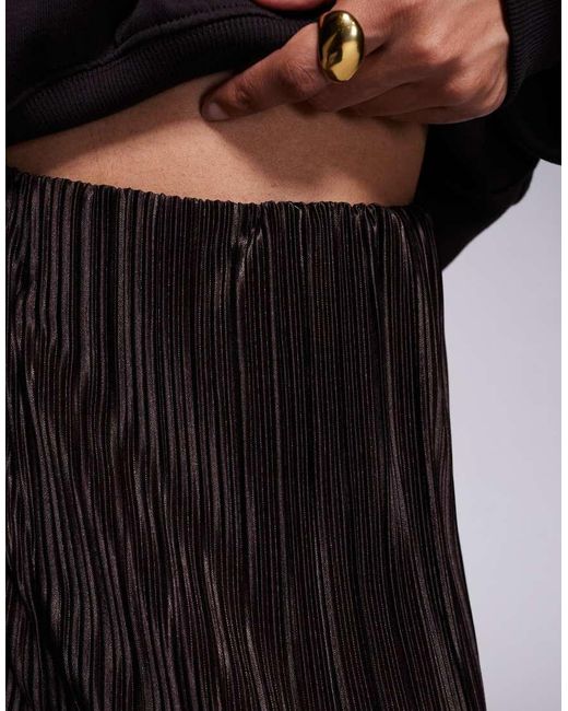 River Island Black Plisse Wide Leg Trousers