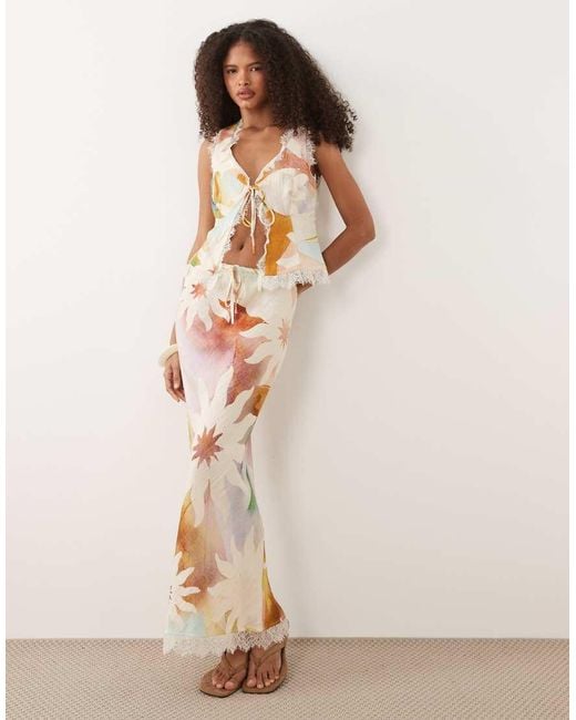 Never Fully Dressed Multicolor Maisie Lace Trim Tie Front Top Co-ord