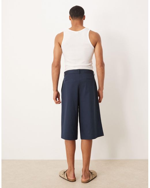 ASOS – bermuda-shorts im leinenlook in Blue für Herren