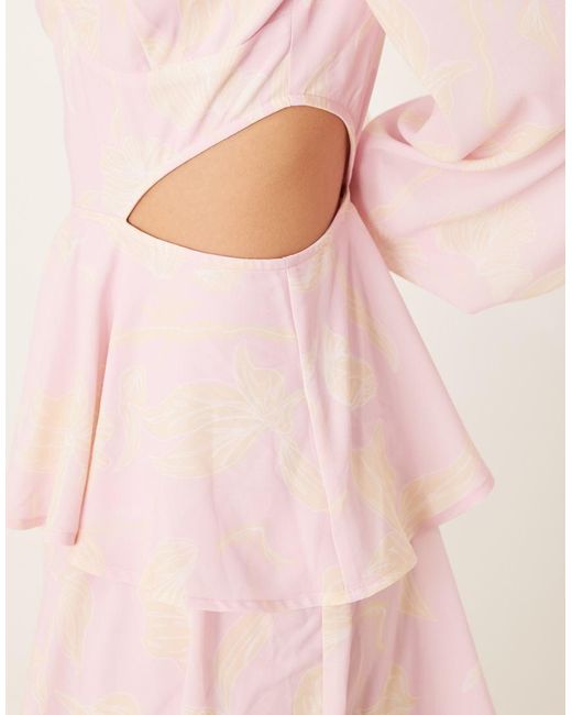 Pretty Lavish Pink Cut-out Ruffle Maxi Dress