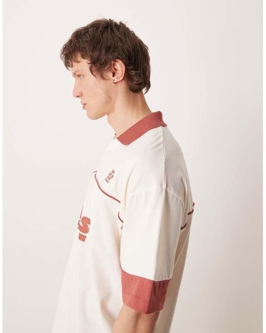 ASOS White Oversized Polo With Football Graphic for men