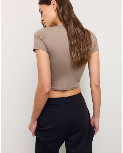 Stradivarius Natural Basic Polyamide T-shirt