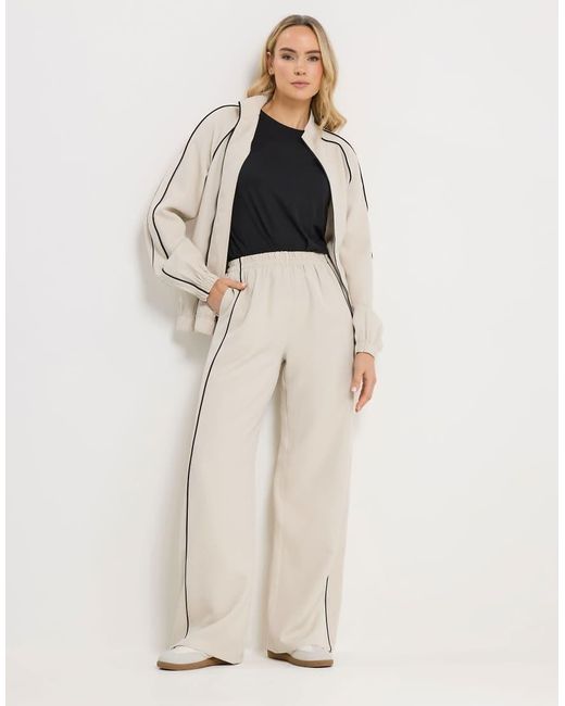 Long Tall Sally Natural Piped Wide Leg Trousers