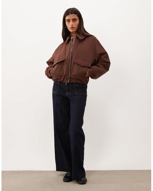 Nobody's Child Brown Collared Zip Down Bomber Jacket