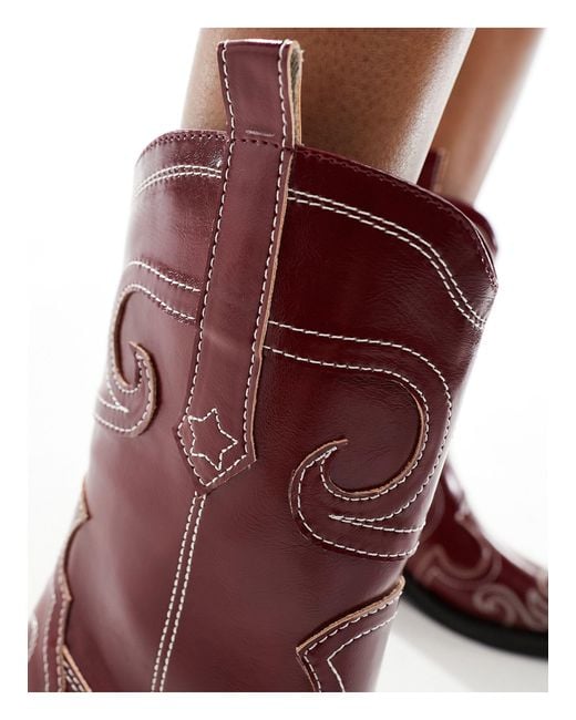 Public Desire Brown Folklore Ankle Western Boot