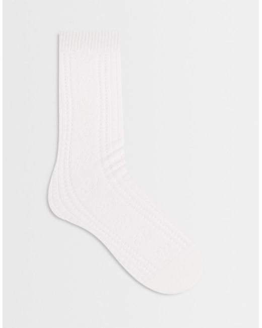 SUI AVA White Favourite Socks With Flower Details
