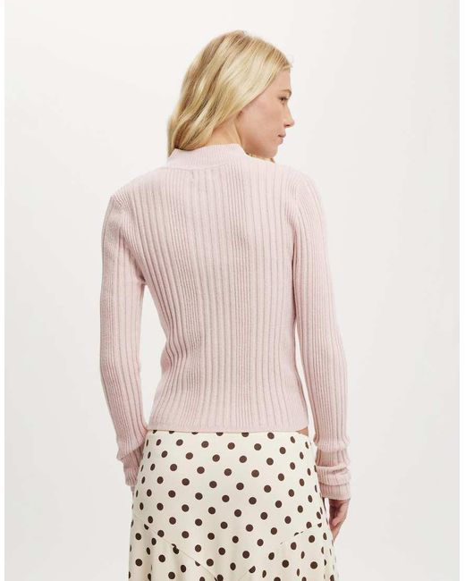 Cotton On Pink Variegated Rib Zip Through