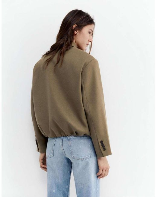 Pull&Bear Brown Tailored Fit Balloon Silhouette Jacket