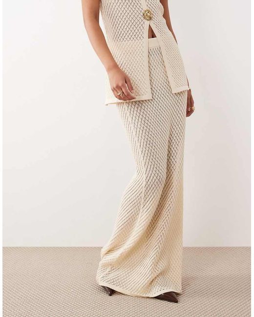 Pretty Lavish Natural Pointelle Knit Maxi Skirt Co-Ord