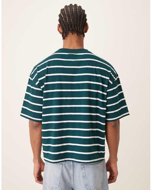 ASOS Green Boxy Oversized T-shirt With Embroidered Logo for men