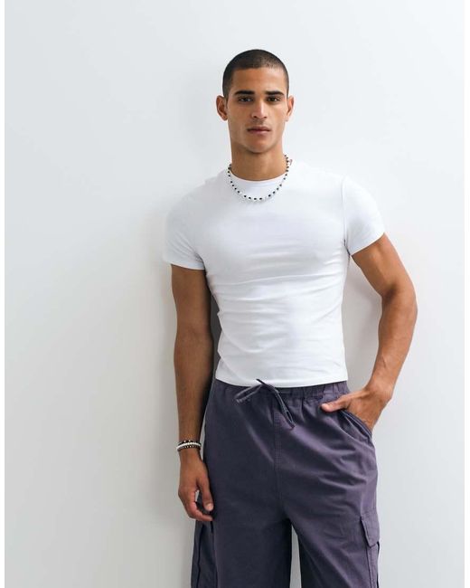 Collusion White Shrunken Tshirt for men