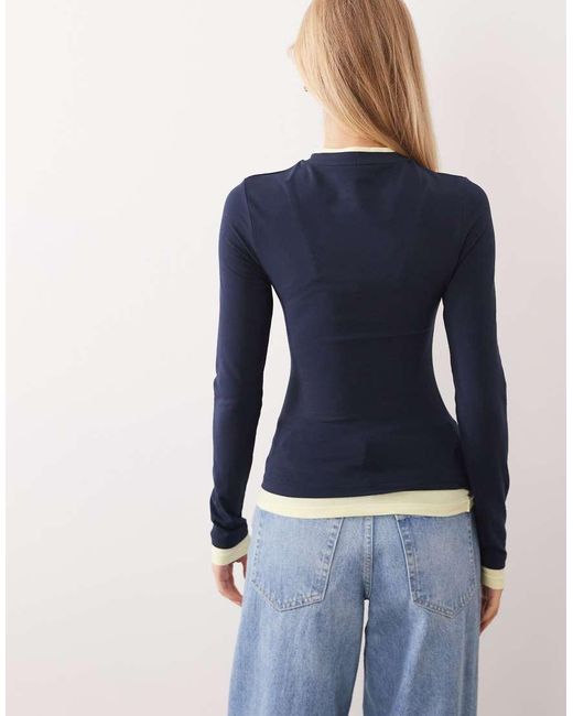 ASOS Blue Long Sleeve Double Layer Top
