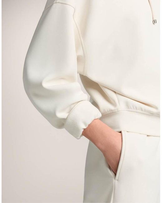Oysho Natural Hooded Boxy Sweatshirt With Brushed Modal