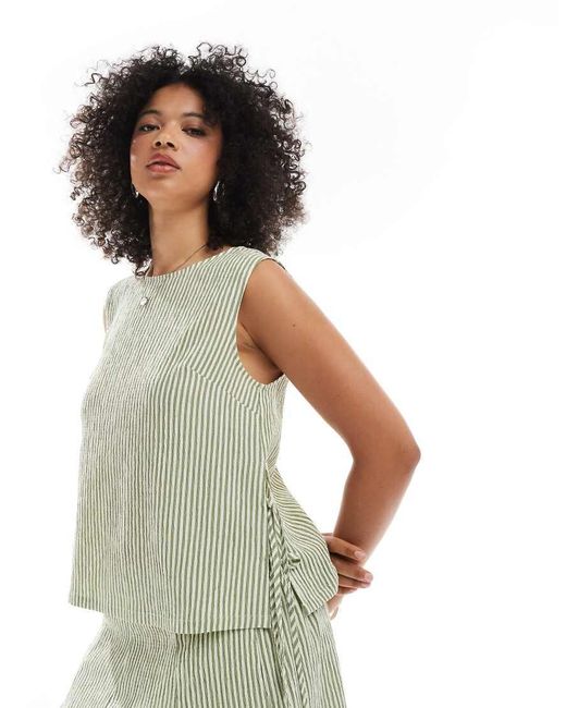 ASOS Green Textured Tie Side Shell Top