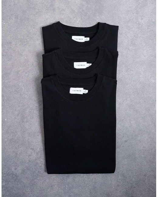 Topman Black 3 Pack Classic Fit T-shirt for men