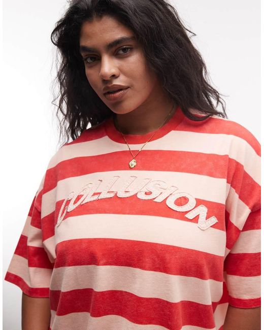 Collusion Red Plus Stripe Applique T-shirt