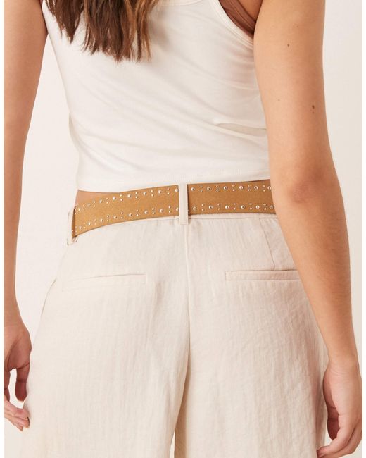 Mango Natural Studded Suede Belt