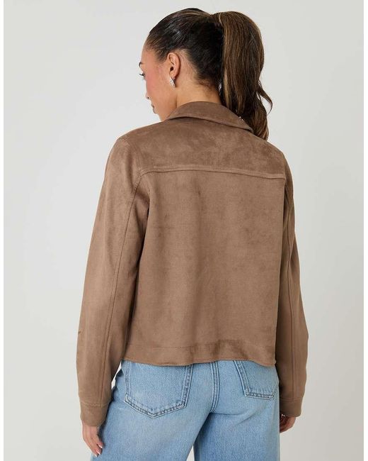 Threadbare Natural Cropped Button Up Suedette Shacket