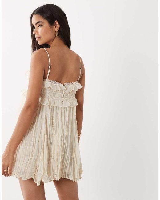 Mango Natural Textured Embroidered Mini Dress